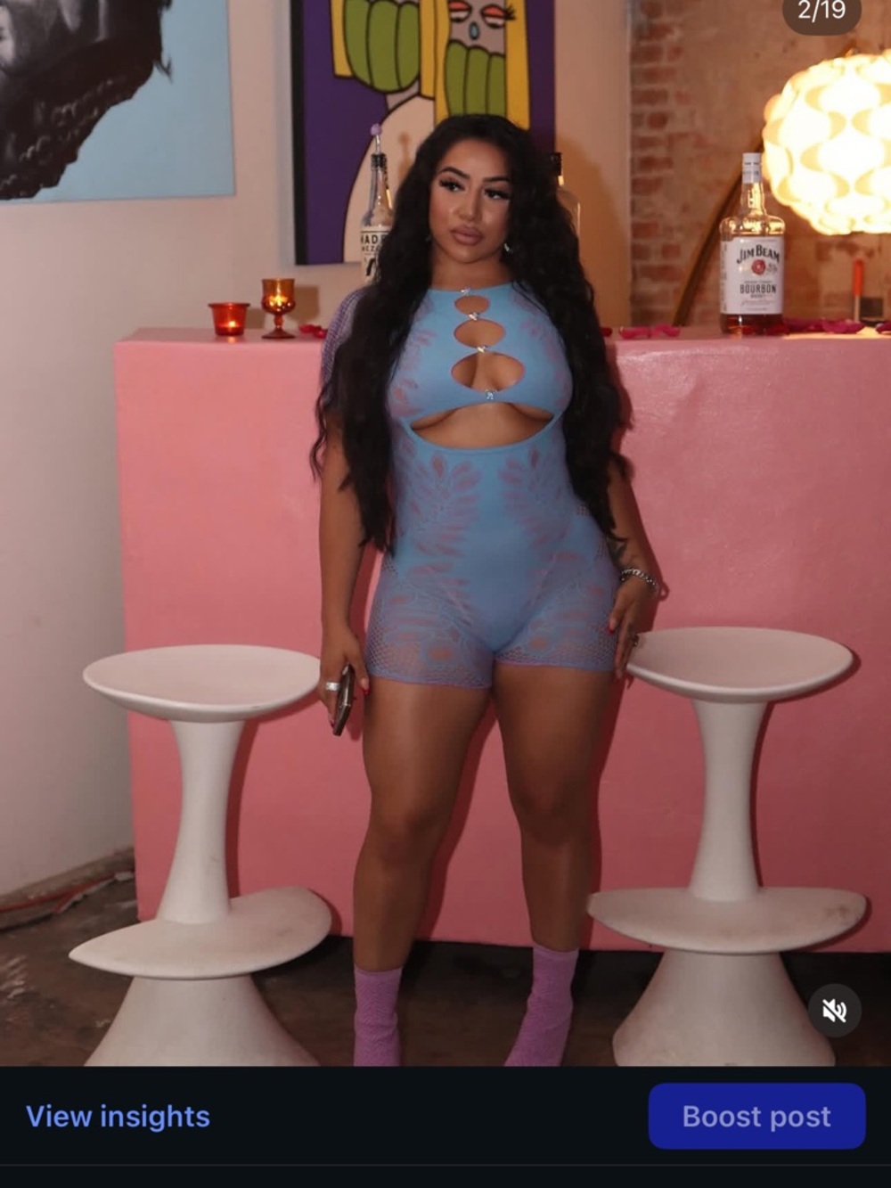 POSTER GIRL Blue & Lavender Cutout Lace Romper